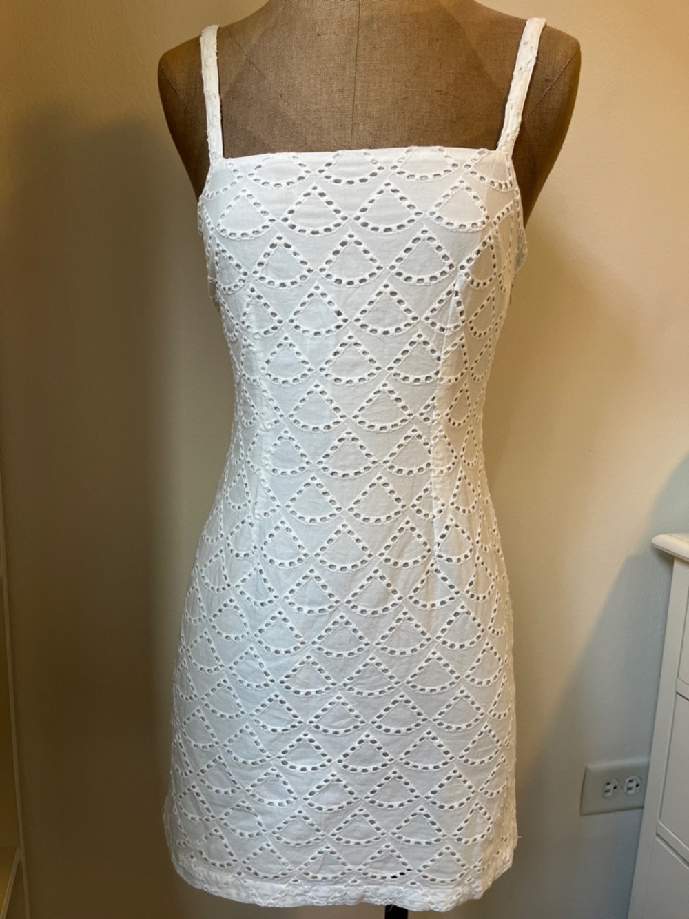 Urban Outfitters White Eyelet Square-Neck Mini Dress
